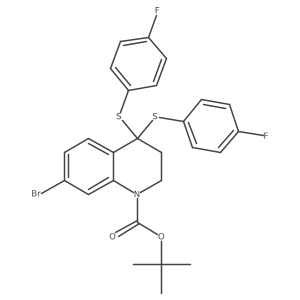 tert-butyl 7-bromo-4,4-bis((4-fluorophenyl)thio)-3,4-dihydroquinoline-1(2H)-carboxylate结构式