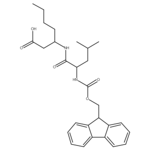 3-[(2S)-2-({[(9H-fluoren-9-yl)methoxy]carbonyl}amino)-4-methylpentanamido]heptanoic acid Structure
