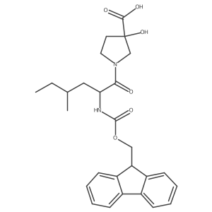 1-[2-({[(9H-fluoren-9-yl)methoxy]carbonyl}amino)-4-methylhexanoyl]-3-hydroxypyrrolidine-3-carboxylic acid Structure