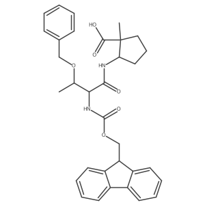 2-[3-(benzyloxy)-2-({[(9H-fluoren-9-yl)methoxy]carbonyl}amino)butanamido]-1-methylcyclopentane-1-carboxylic acid结构式