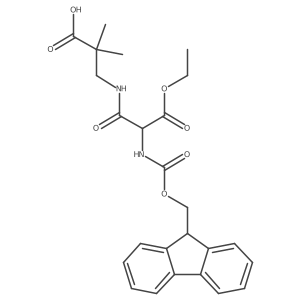 3-[2-(ethyl carboxy)-2-({[(9H-fluoren-9-yl)methoxy]carbonyl}amino)acetamido]-2,2-dimethylpropanoic acid结构式