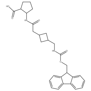 2-(2-{3-[({[(9H-fluoren-9-yl)methoxy]carbonyl}amino)methyl]cyclobutyl}acetamido)cyclopentane-1-carboxylic acid结构式