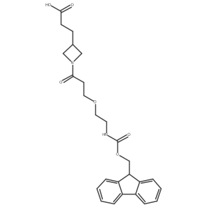 3-(1-{3-[2-({[(9H-fluoren-9-yl)methoxy]carbonyl}amino)ethoxy]propanoyl}azetidin-3-yl)propanoic acid结构式