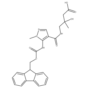 4-{[5-({[(9H-fluoren-9-yl)methoxy]carbonyl}amino)-1-methyl-1H-pyrazol-4-yl]formamido}-3-hydroxy-3-methylbutanoic acid结构式