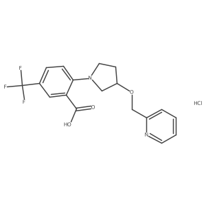 (S)-2-(3-(Pyridin-2-ylmethoxy)pyrrolidin-1-yl)-5-(trifluoromethyl)benzoic acid hydrochloride结构式