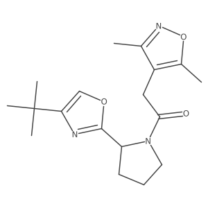 1-[2-(4-Tert-butyl-1,3-oxazol-2-yl)pyrrolidin-1-yl]-2-(3,5-dimethyl-1,2-oxazol-4-yl)ethan-1-one Structure