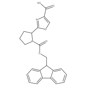 2-[(2S)-1-{[(9H-fluoren-9-yl)methoxy]carbonyl}pyrrolidin-2-yl]-1,3-oxazole-4-carboxylic acid结构式