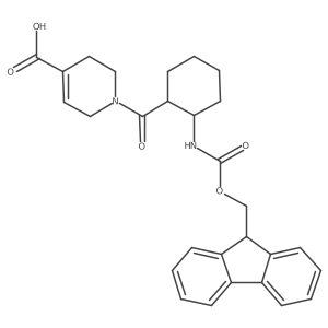 rac-1-[(1R,2S)-2-({[(9H-fluoren-9-yl)methoxy]carbonyl}amino)cyclohexanecarbonyl]-1,2,3,6-tetrahydropyridine-4-carboxylic acid Structure