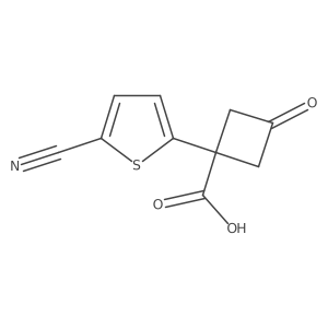 1-(5-Cyanothiophen-2-yl)-3-oxocyclobutane-1-carboxylic acid结构式