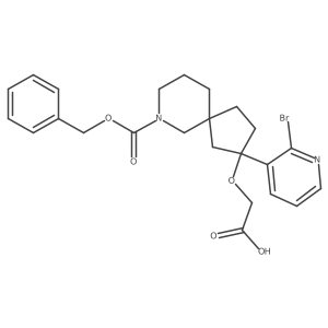 2-({7-[(Benzyloxy)carbonyl]-2-(2-bromopyridin-3-yl)-7-azaspiro[4.5]decan-2-yl}oxy)acetic acid结构式