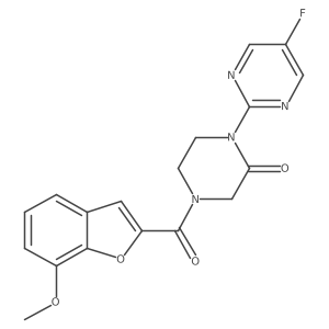 1-(5-Fluoropyrimidin-2-yl)-4-(7-methoxy-1-benzofuran-2-carbonyl)piperazin-2-one结构式