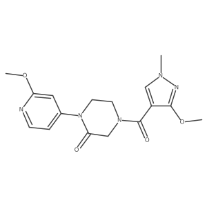 4-(3-methoxy-1-methyl-1H-pyrazole-4-carbonyl)-1-(2-methoxypyridin-4-yl)piperazin-2-one Structure