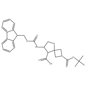2-[(tert-butoxy)carbonyl]-7-({[(9H-fluoren-9-yl)methoxy]carbonyl}amino)-5-oxa-2-azaspiro[3.4]octane-8-carboxylic acid Structure