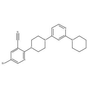 5-Bromo-2-{4-[2-(piperidin-1-yl)pyrimidin-4-yl]piperazin-1-yl}pyridine-3-carbonitrile结构式
