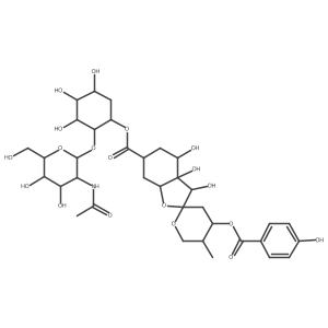 D-myo-Inositol, 6-O-[2-(acetylamino)-2-deoxy-I(2)-D-glucopyranosyl]-2-deoxy-, 1-[(2S,3R,3aS,4S,4a(2)S,5a(2)R,6S,7aR)-decahydro-3,3a,4-trihydroxy-4a(2)-[(4-hydroxybenzoyl)oxy]-5a(2)-methylspiro[benzofuran-2(3H),2a(2)-[2H]pyran]-6-carboxylate] Structure