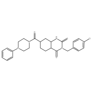 3-[(4-Chlorophenyl)methyl]-7-(4-phenylpiperazine-1-carbonyl)-2-sulfanylidene-1,2,3,4-tetrahydroquinazolin-4-one结构式