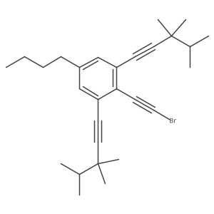 2-(2-Bromoethynyl)-5-butyl-1,3-bis(3,3,4-trimethyl-1-pentyn-1-yl)benzene结构式