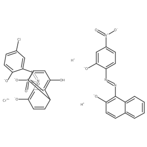O=S(=O)([O-])c1cc(O)c2c(N=Nc3cc(Cl)ccc3[O-])c([O-])ccc2c1.O=[N+]([O-])c1ccc(N=Nc2c([O-])ccc3ccccc23)c([O-])c1.[Cr+3].[H+].[H+]结构式