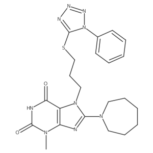 8-(azepan-1-yl)-3-methyl-7-(3-((1-phenyl-1H-tetrazol-5-yl)thio)propyl)-1H-purine-2,6(3H,7H)-dione Structure