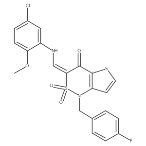 (3Z)-3-{[(5-chloro-2-methoxyphenyl)amino]methylene}-1-(4-fluorobenzyl)-1H-thieno[3,2-c][1,2]thiazin-4(3H)-one 2,2-dioxide结构式