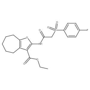 ethyl 2-(2-((4-fluorophenyl)sulfonyl)acetamido)-5,6,7,8-tetrahydro-4H-cyclohepta[b]thiophene-3-carboxylate结构式