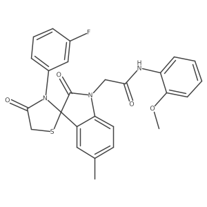 2-(3'-(3-fluorophenyl)-5-methyl-2,4'-dioxospiro[indoline-3,2'-thiazolidin]-1-yl)-N-(2-methoxyphenyl)acetamide结构式