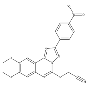 2-{[8,9-Dimethoxy-2-(4-nitrophenyl)-[1,2,4]triazolo[1,5-C]quinazolin-5-YL]sulfanyl}acetonitrile Structure