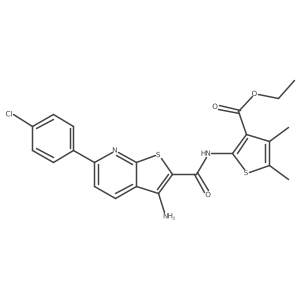 Ethyl 2-[3-amino-6-(4-chlorophenyl)thieno[2,3-B]pyridine-2-amido]-4,5-dimethylthiophene-3-carboxylate结构式