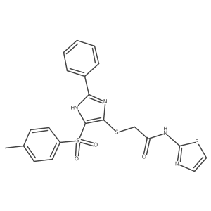 2-((2-phenyl-4-tosyl-1H-imidazol-5-yl)thio)-N-(thiazol-2-yl)acetamide结构式