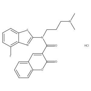 N-(3-(dimethylamino)propyl)-N-(4-fluorobenzo[d]thiazol-2-yl)-2-oxo-2H-chromene-3-carboxamide hydrochloride结构式