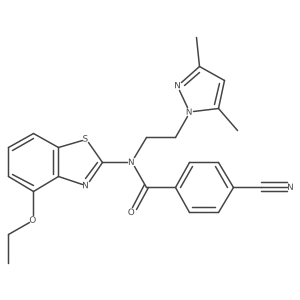 4-cyano-N-(2-(3,5-dimethyl-1H-pyrazol-1-yl)ethyl)-N-(4-ethoxybenzo[d]thiazol-2-yl)benzamide结构式