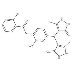 4-[Bis(2,3-dihydro-5-methyl-3-oxo-1H-pyrazol-4-yl)methyl]-2-methoxyphenyl 2-bromobenzoate Structure
