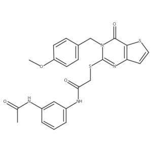 N-(3-acetamidophenyl)-2-({3-[(4-methoxyphenyl)methyl]-4-oxo-3H,4H-thieno[3,2-d]pyrimidin-2-yl}sulfanyl)acetamide结构式