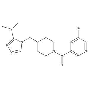 (5-bromopyridin-3-yl)(4-((2-isopropyl-1H-imidazol-1-yl)methyl)piperidin-1-yl)methanone结构式