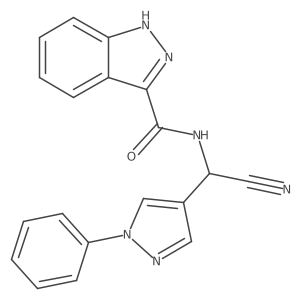 N-[cyano(1-phenyl-1H-pyrazol-4-yl)methyl]-1H-indazole-3-carboxamide结构式