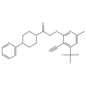 6-Methyl-2-({2-oxo-2-[4-(pyridin-2-yl)piperazin-1-yl]ethyl}sulfanyl)-4-(trifluoromethyl)pyridine-3-carbonitrile结构式