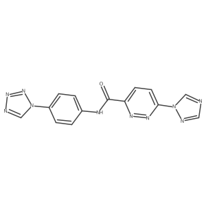 N-(4-(1H-tetrazol-1-yl)phenyl)-6-(1H-1,2,4-triazol-1-yl)pyridazine-3-carboxamide结构式