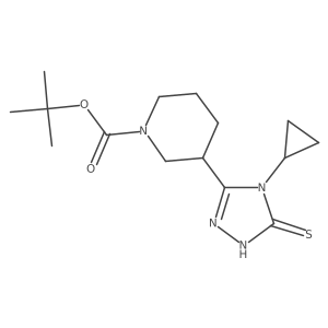 tert-butyl 3-(4-cyclopropyl-5-sulfanyl-4H-1,2,4-triazol-3-yl)piperidine-1-carboxylate结构式