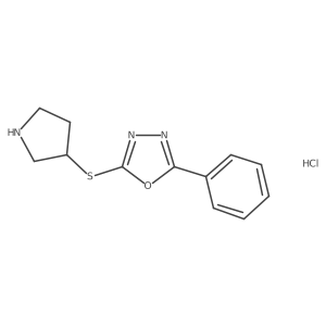 2-Phenyl-5-(pyrrolidin-3-ylsulfanyl)-1,3,4-oxadiazole hydrochloride Structure