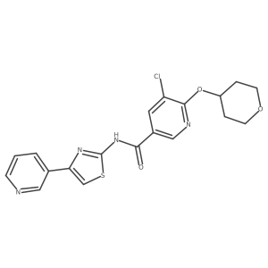 5-chloro-N-(4-(pyridin-3-yl)thiazol-2-yl)-6-((tetrahydro-2H-pyran-4-yl)oxy)nicotinamide结构式
