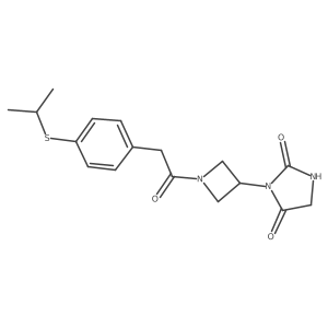 3-(1-(2-(4-(Isopropylthio)phenyl)acetyl)azetidin-3-yl)imidazolidine-2,4-dione结构式