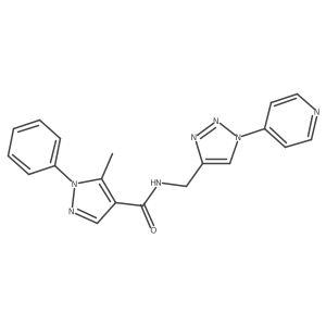 5-methyl-1-phenyl-N-((1-(pyridin-4-yl)-1H-1,2,3-triazol-4-yl)methyl)-1H-pyrazole-4-carboxamide结构式