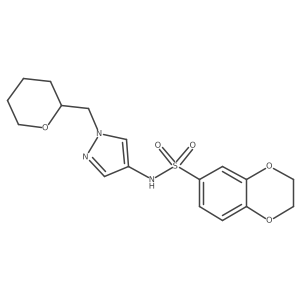 N-(1-((tetrahydro-2H-pyran-2-yl)methyl)-1H-pyrazol-4-yl)-2,3-dihydrobenzo[b][1,4]dioxine-6-sulfonamide Structure