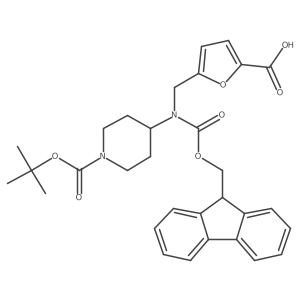 5-[({1-[(tert-butoxy)carbonyl]piperidin-4-yl}({[(9H-fluoren-9-yl)methoxy]carbonyl})amino)methyl]furan-2-carboxylic acid结构式