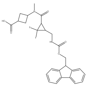 3-{N-methyl3-[({[(9H-fluoren-9-yl)methoxy]carbonyl}amino)methyl]-2,2-difluorocyclopropaneamido}cyclobutane-1-carboxylic acid结构式