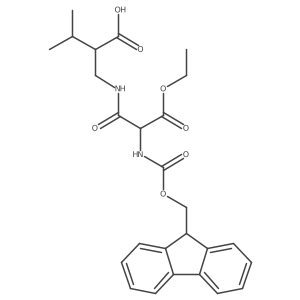 2-{[2-(ethyl carboxy)-2-({[(9H-fluoren-9-yl)methoxy]carbonyl}amino)acetamido]methyl}-3-methylbutanoic acid结构式