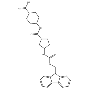 (1rs&,4rs&)-4-[(1RS,3SR)-3-({[(9H-fluoren-9-yl)methoxy]carbonyl}amino)cyclopentaneamido]cyclohexane-1-carboxylic acid结构式