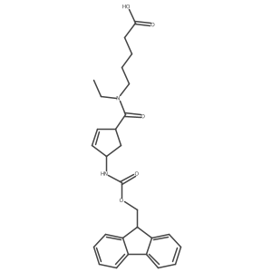 5-{N-ethyl-1-[4-({[(9H-fluoren-9-yl)methoxy]carbonyl}amino)cyclopent-2-en-1-yl]formamido}pentanoic acid结构式