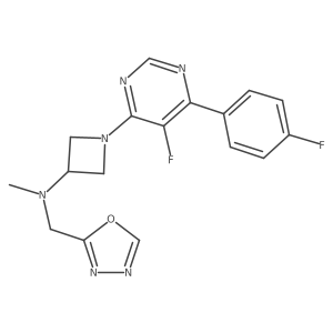 1-[5-fluoro-6-(4-fluorophenyl)pyrimidin-4-yl]-N-methyl-N-[(1,3,4-oxadiazol-2-yl)methyl]azetidin-3-amine Structure