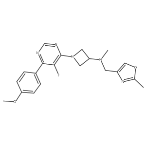 1-[5-Fluoro-6-(4-methoxyphenyl)pyrimidin-4-yl]-N-methyl-N-[(2-methyl-1,3-oxazol-4-yl)methyl]azetidin-3-amine结构式